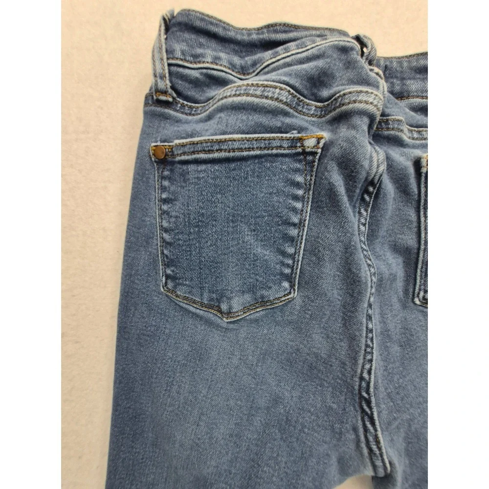 Judy Blue High Rise Skinny Jeans Women's 29 Blue Frayed Shark Bite Hem